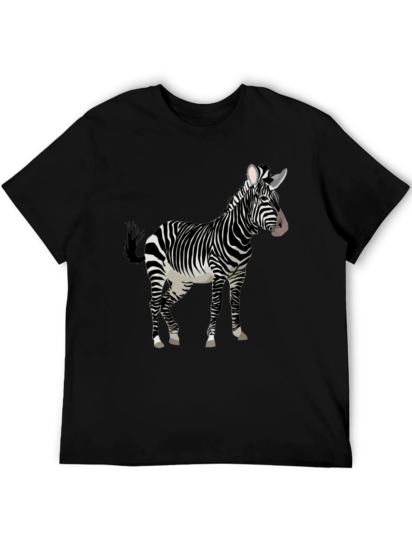 Zebra Graphic Print Black Tee Shirt