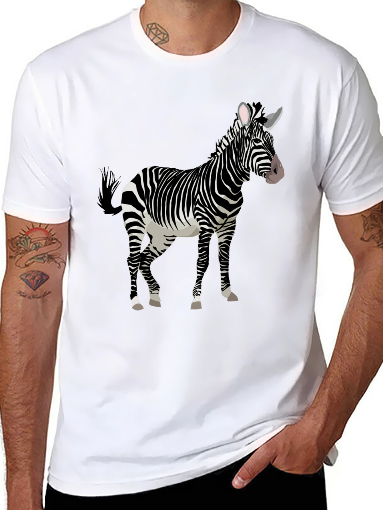 Zebra Graphic Print Black Tee Shirt