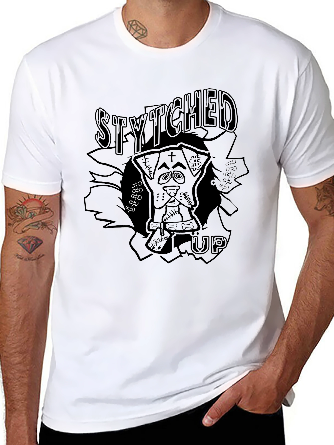 Stytched Up Graphic Tee - Unique Dog Design