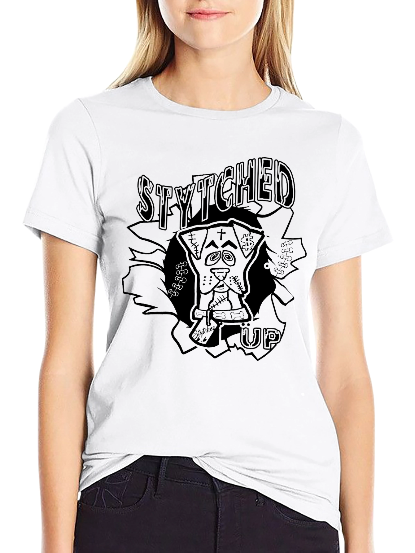 Stytched Up Graphic Tee - Unique Dog Design