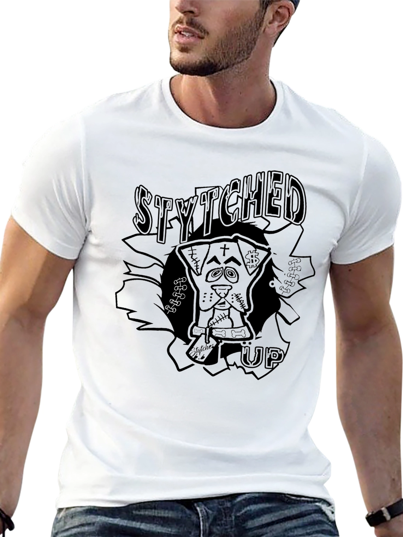 Stytched Up Graphic Tee - Unique Dog Design