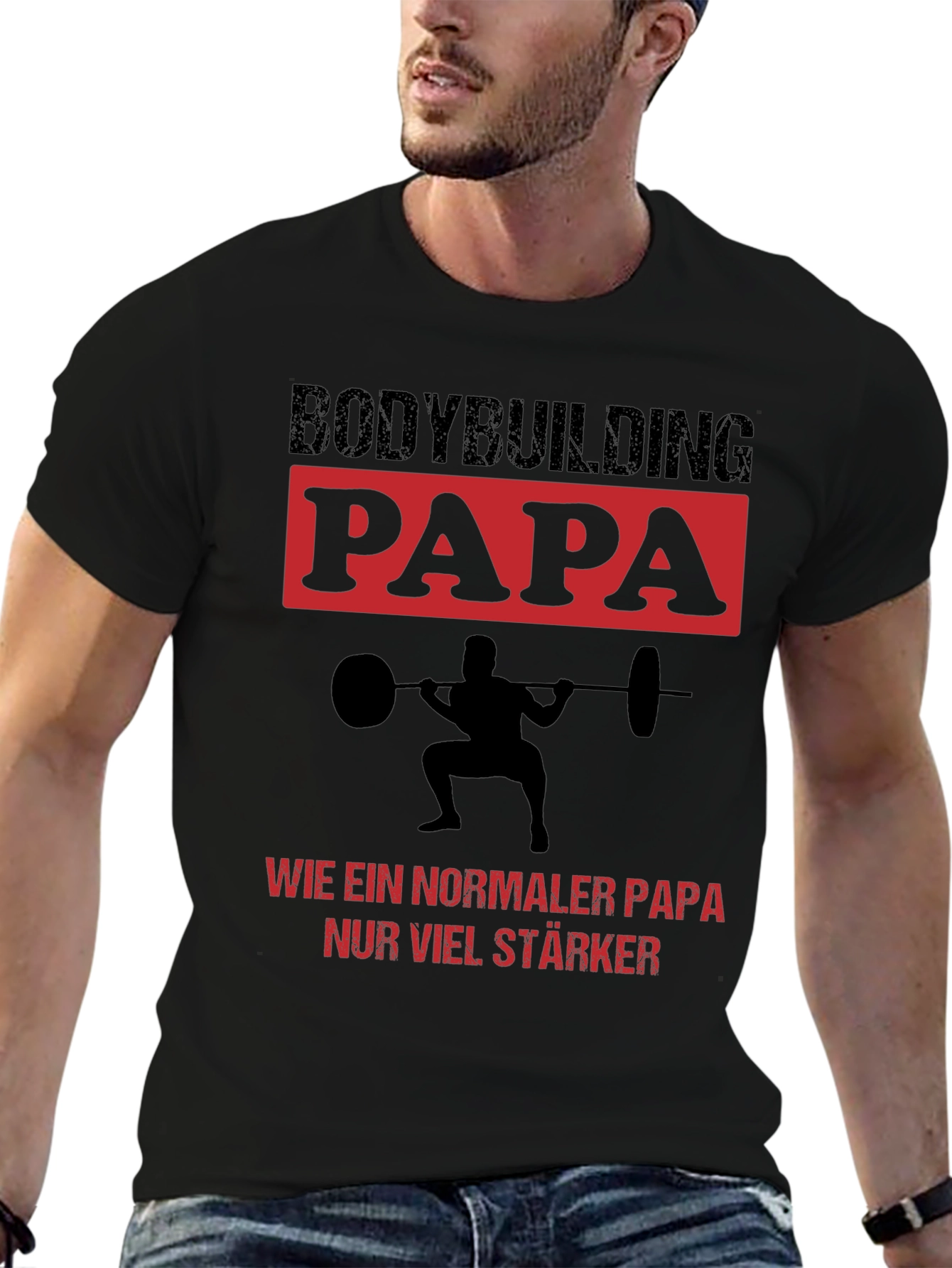 Bodybuilding Papa Graphic Tee - Strong Dad Shirt