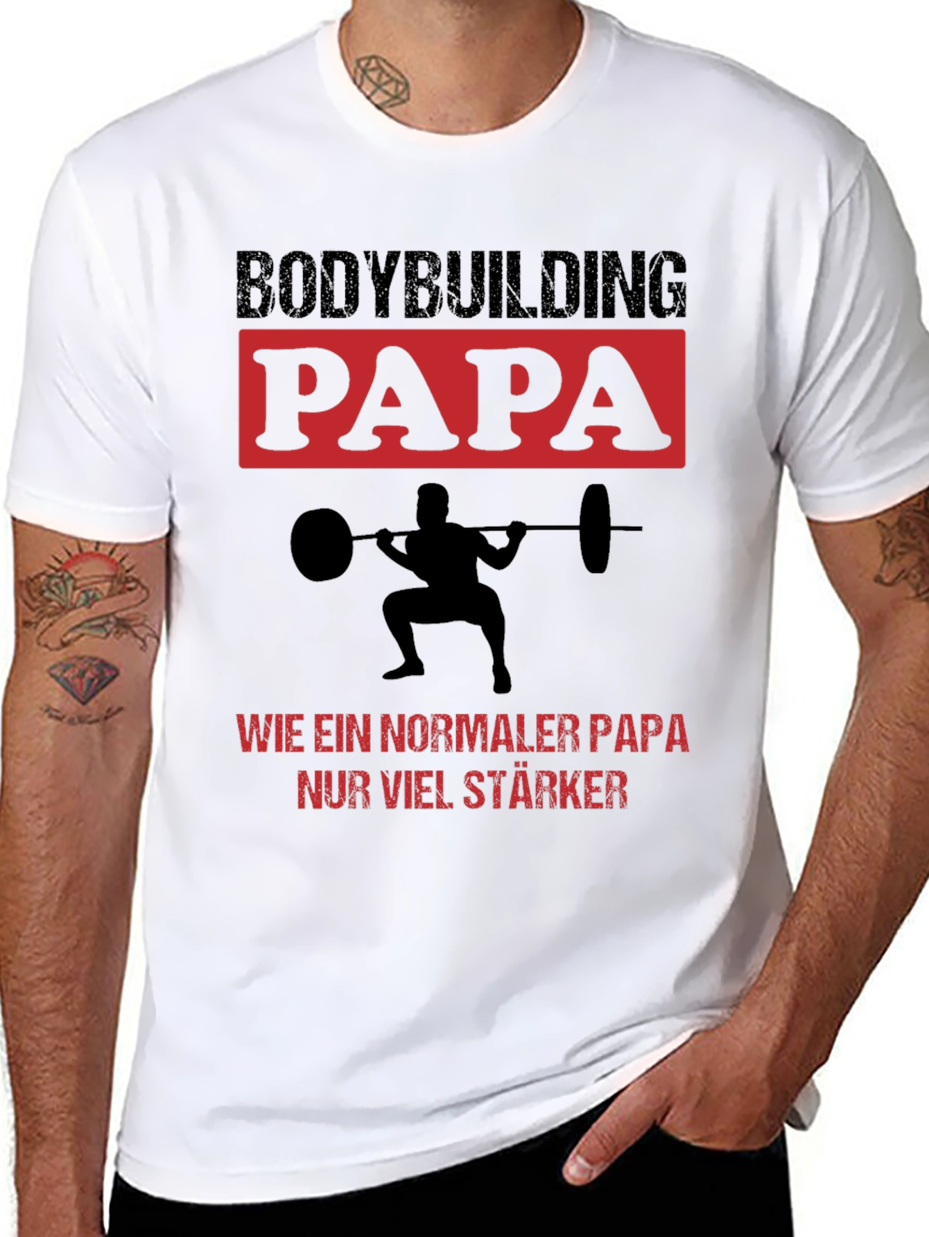 Bodybuilding Papa Graphic Tee - Strong Dad Shirt