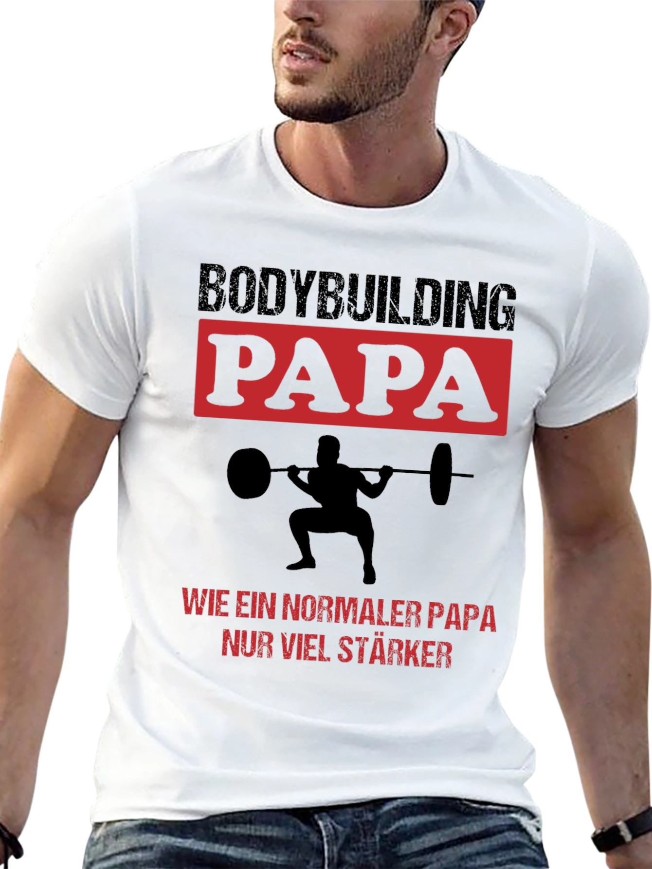 Bodybuilding Papa Graphic Tee - Strong Dad Shirt