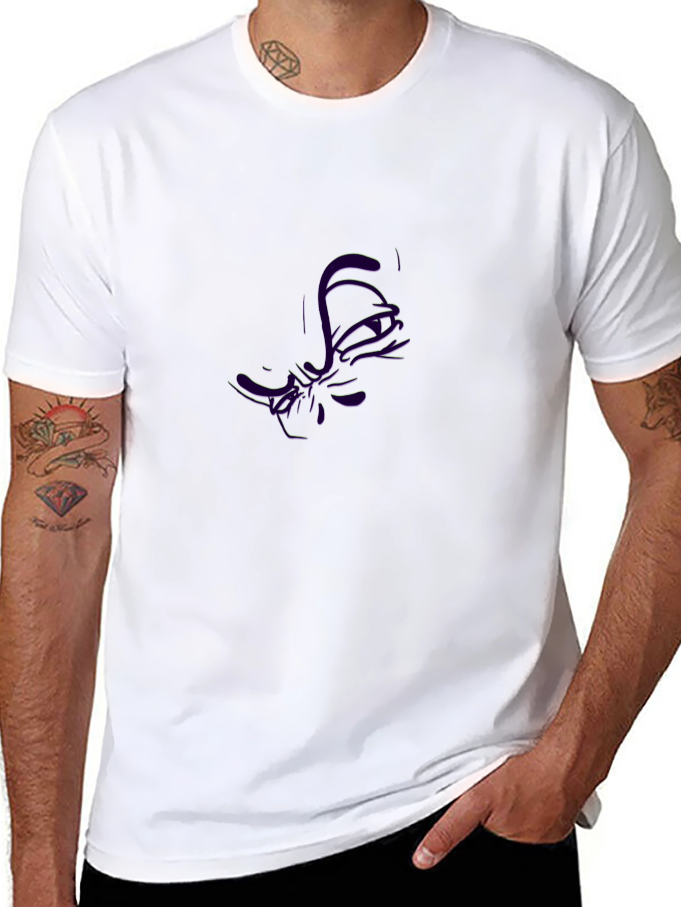 Abstract Purple Graphic Black T-Shirt