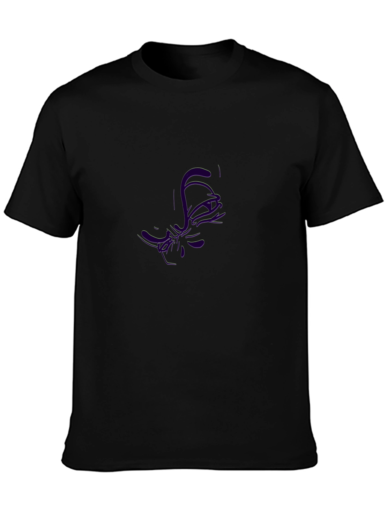 Abstract Purple Graphic Black T-Shirt