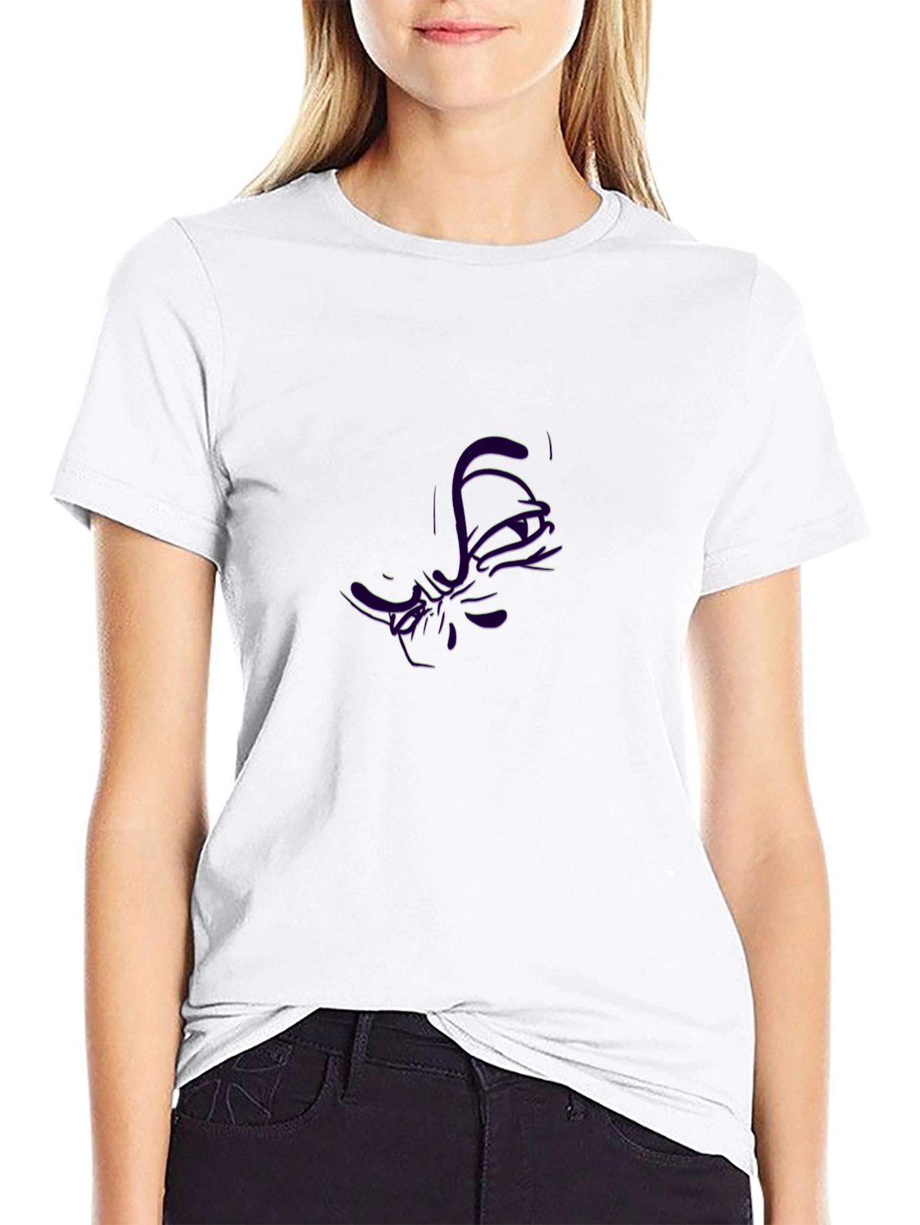 Abstract Purple Graphic Black T-Shirt