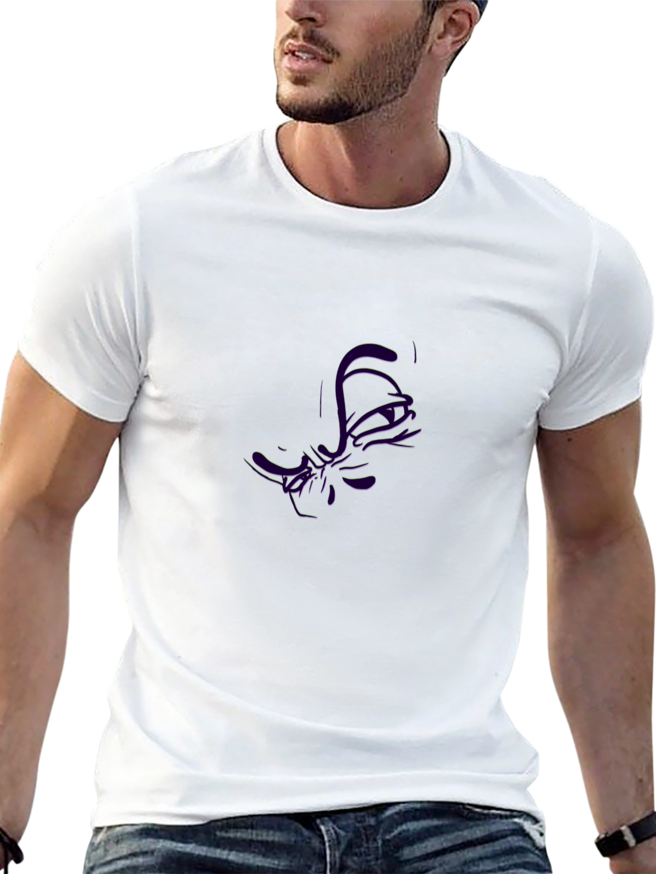 Abstract Purple Graphic Black T-Shirt