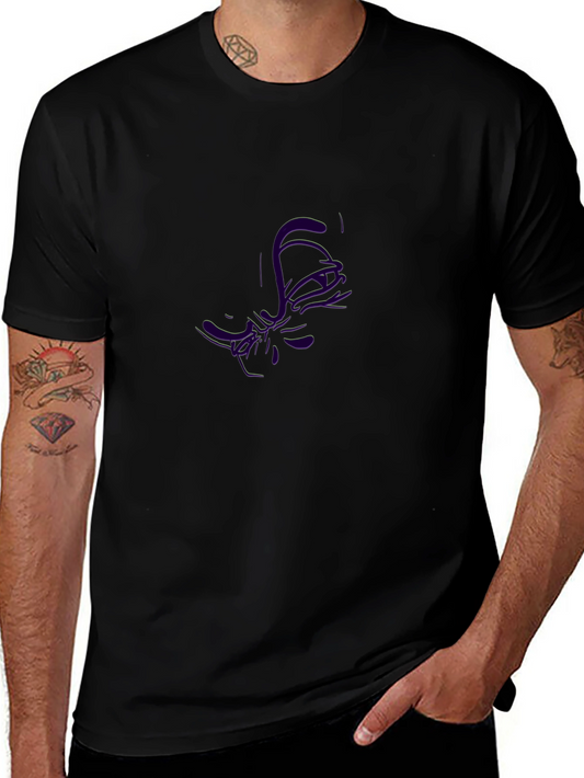 Abstract Purple Graphic Black T-Shirt