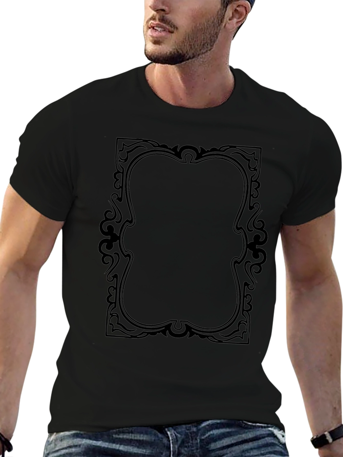 Black Ornamental Frame Graphic Tee