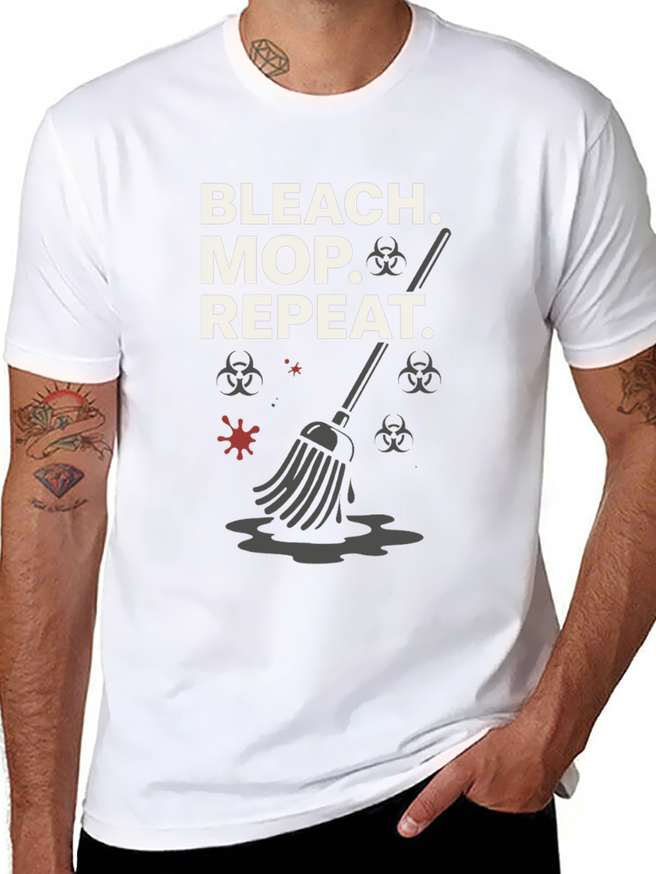 Bleach Mop Repeat T-Shirt - Cleaning Crew Gift