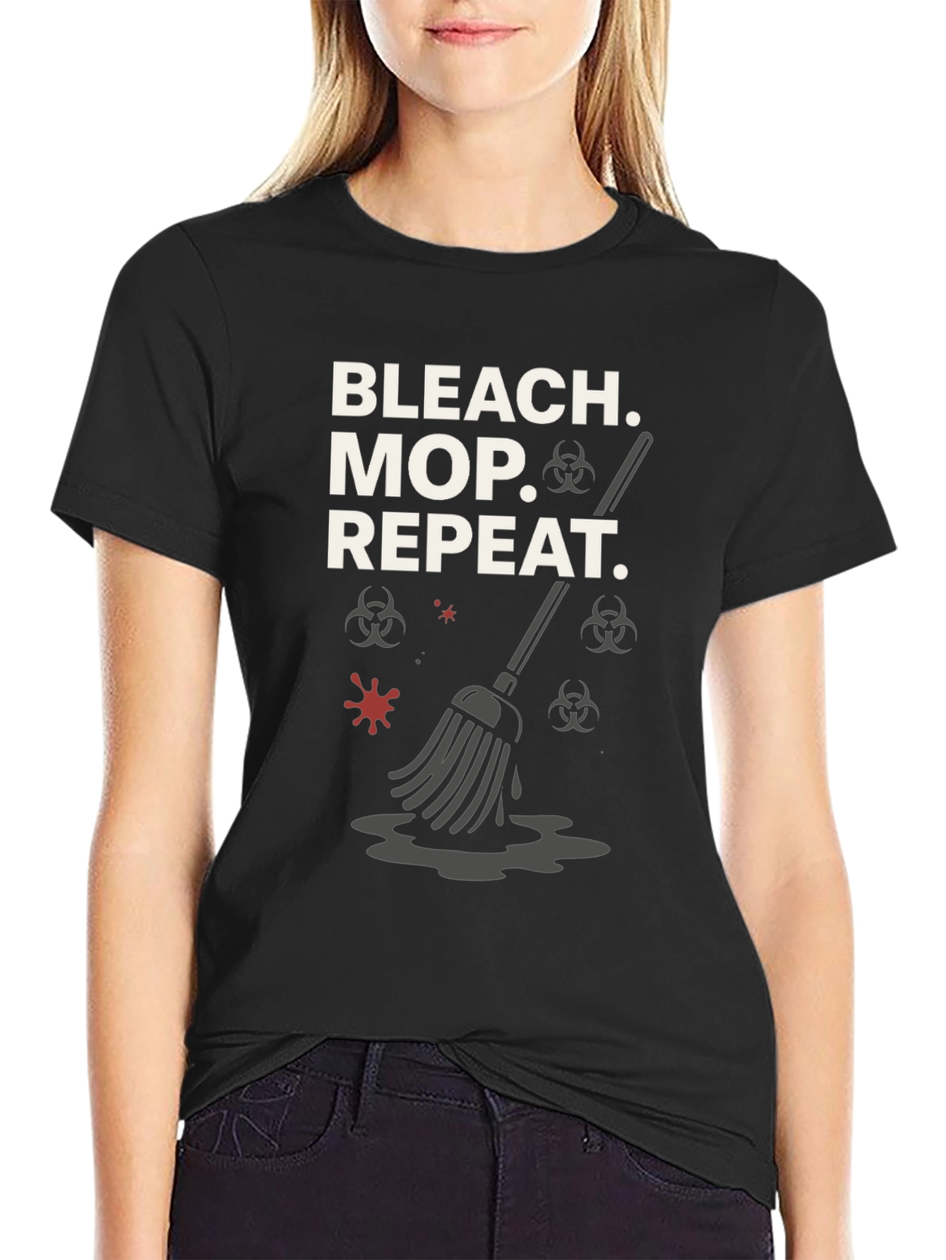 Bleach Mop Repeat T-Shirt - Cleaning Crew Gift