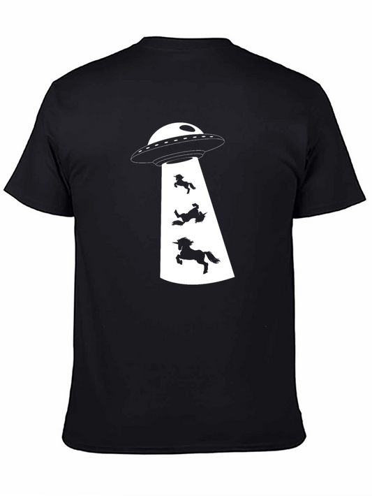 Unicorn Abduction T-Shirt - Black UFO Graphic Tee