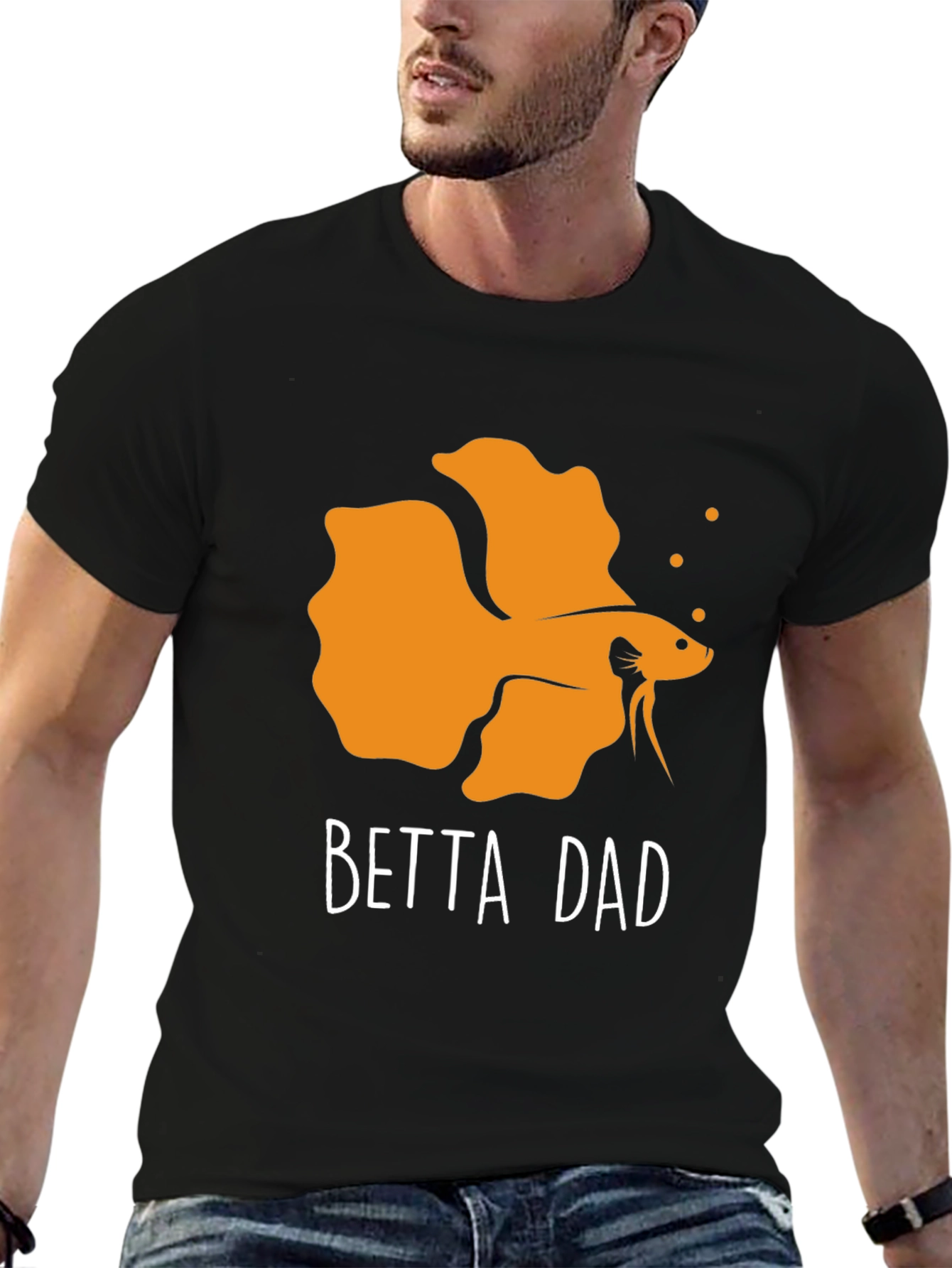 Betta Dad Graphic Tee - Black Cotton T-Shirt