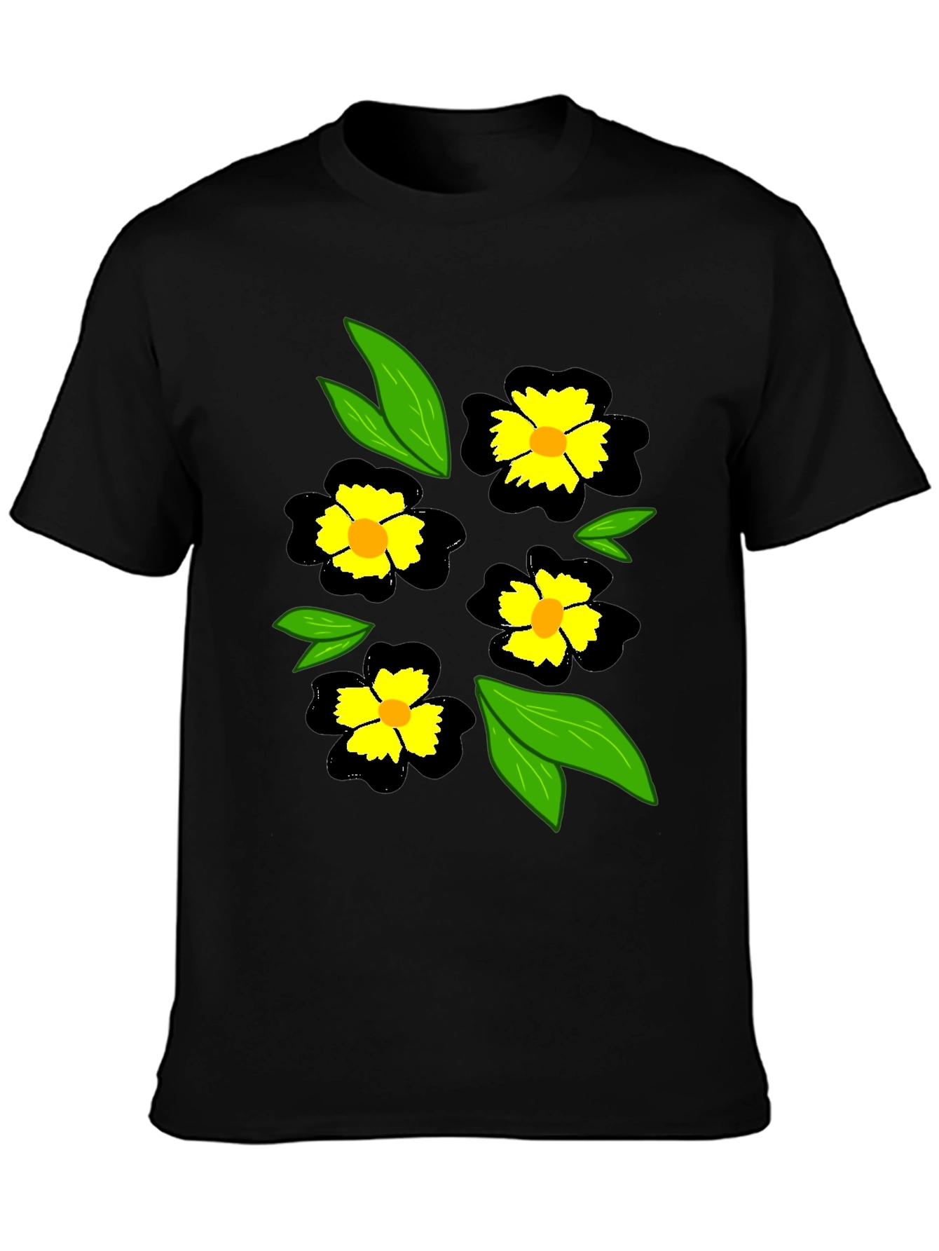 Black Floral T-Shirt - Casual Wear