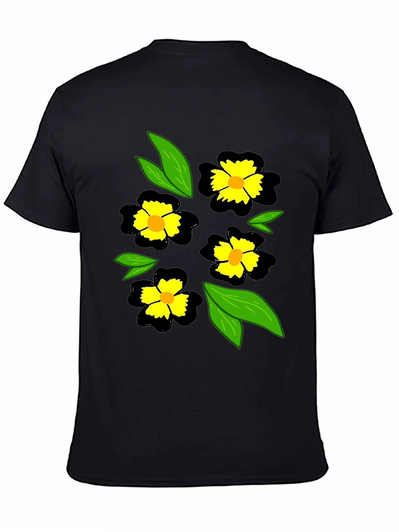 Black Floral T-Shirt - Casual Wear