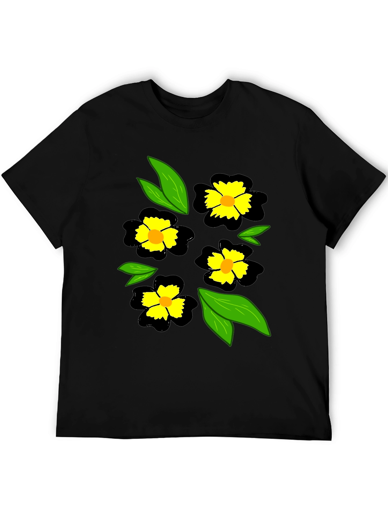 Black Floral T-Shirt - Casual Wear