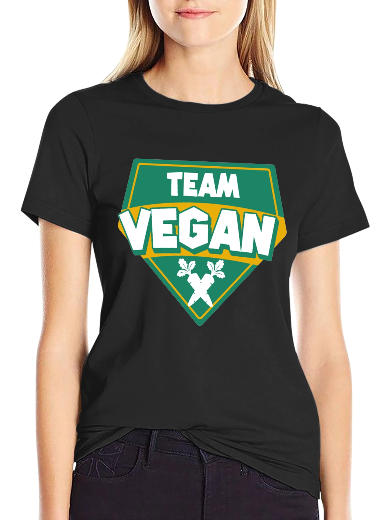 Team Vegan T-Shirt - Green & White Design