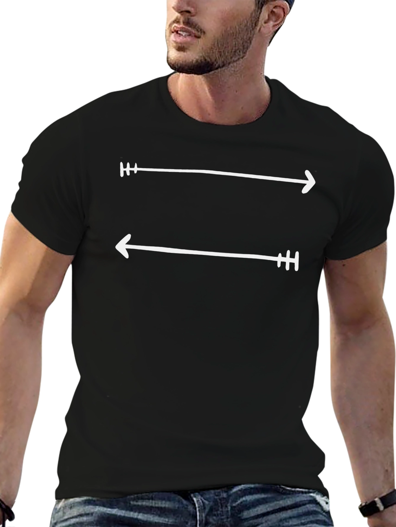 Arrow Design Graphic Tee - Mens Casual Black T-Shirt