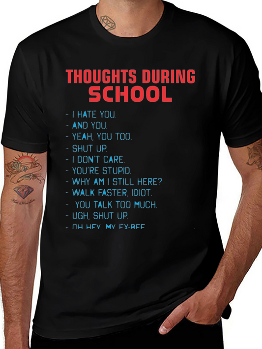 Thoughts During School Graphic Tee - Black T-Shirt