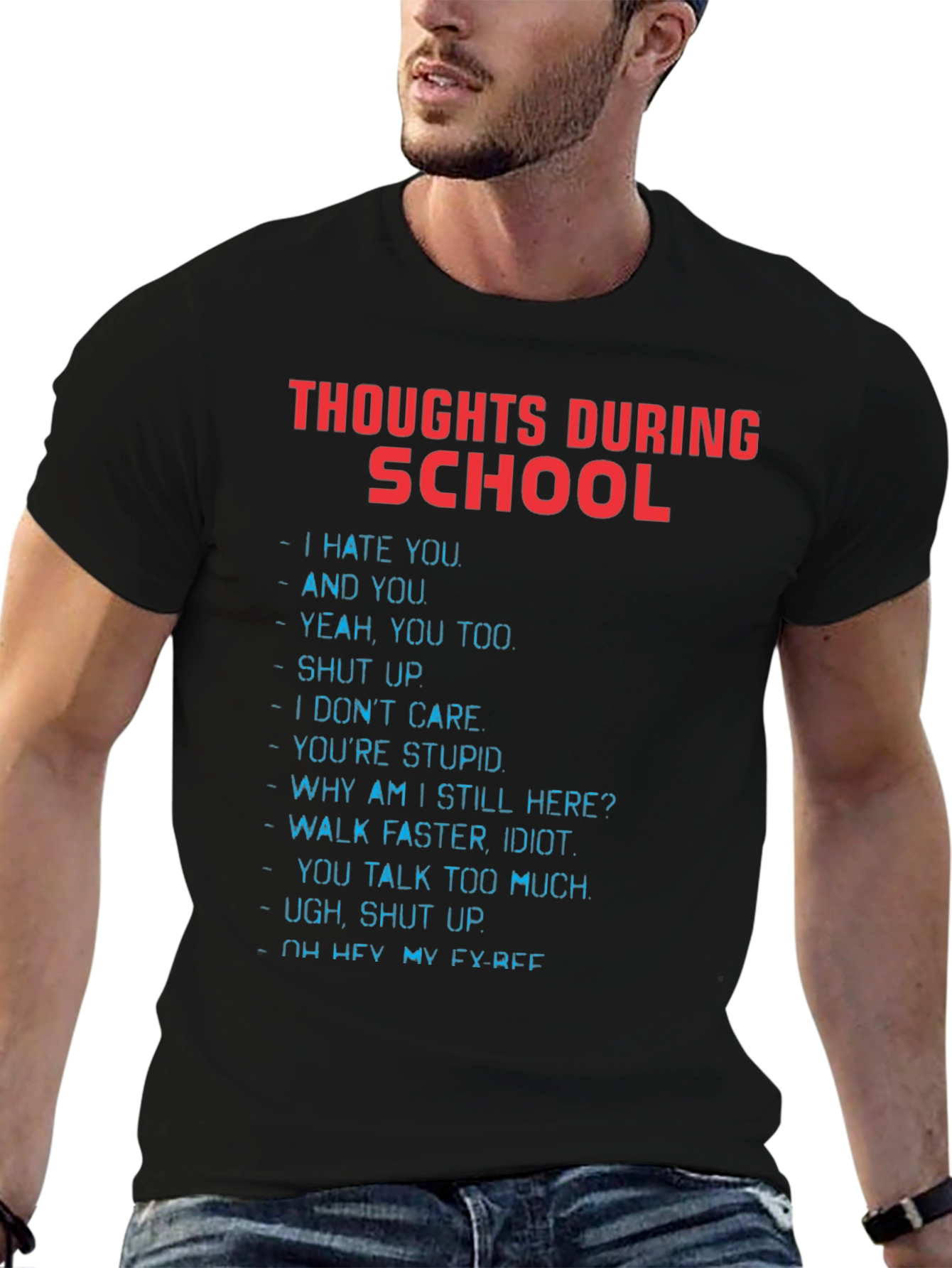 Thoughts During School Graphic Tee - Black T-Shirt