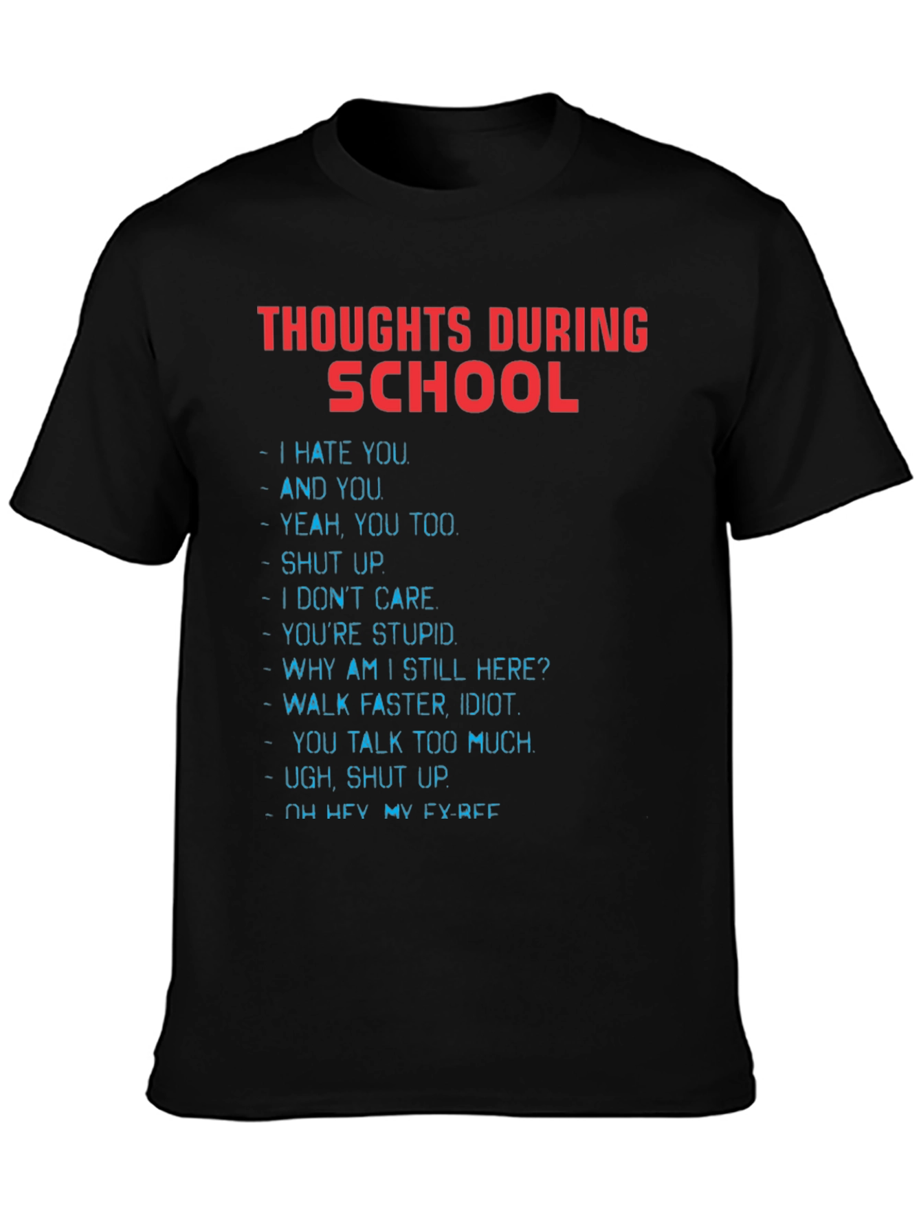 Thoughts During School Graphic Tee - Black T-Shirt