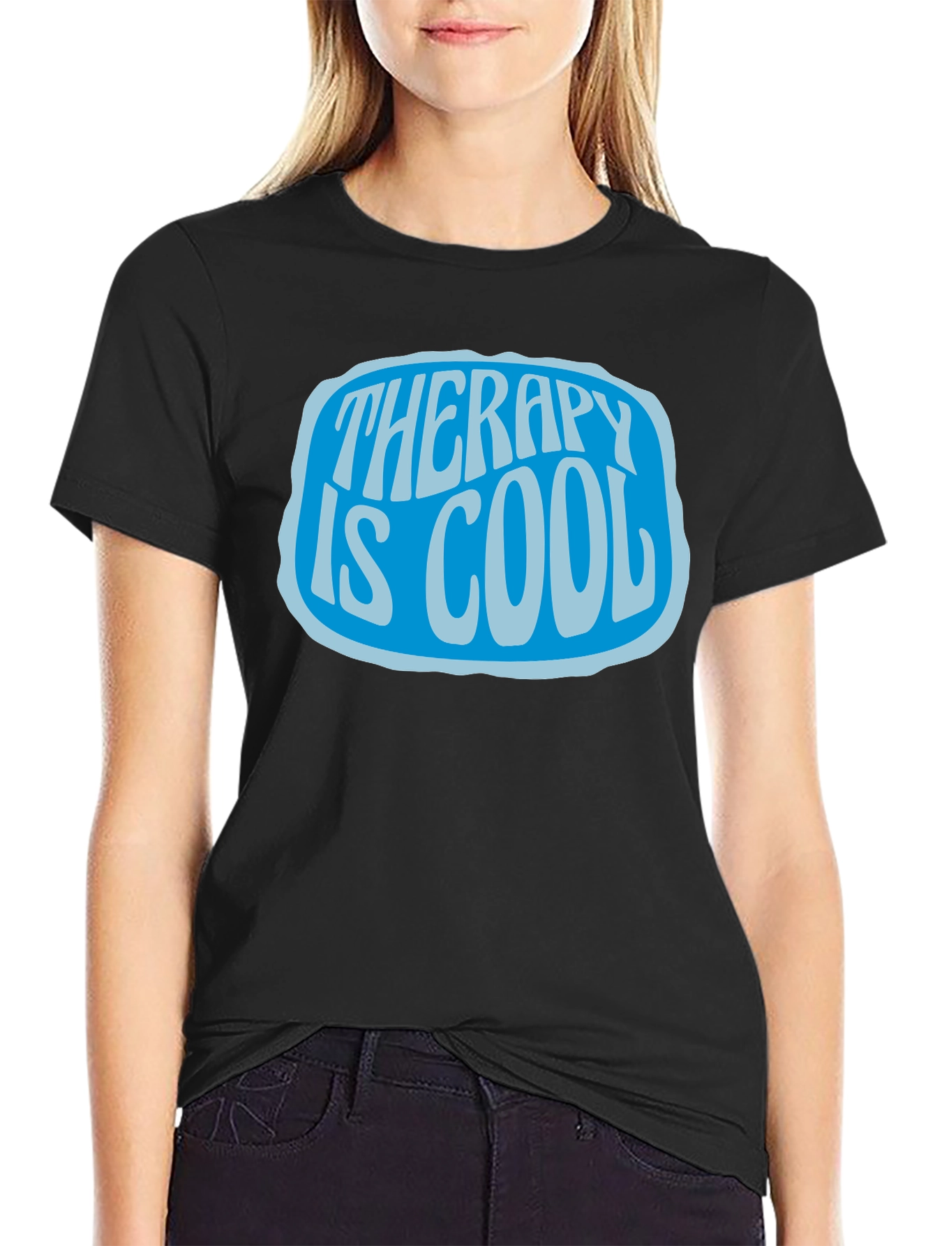 Therapy is Cool Graphic Tee - Black