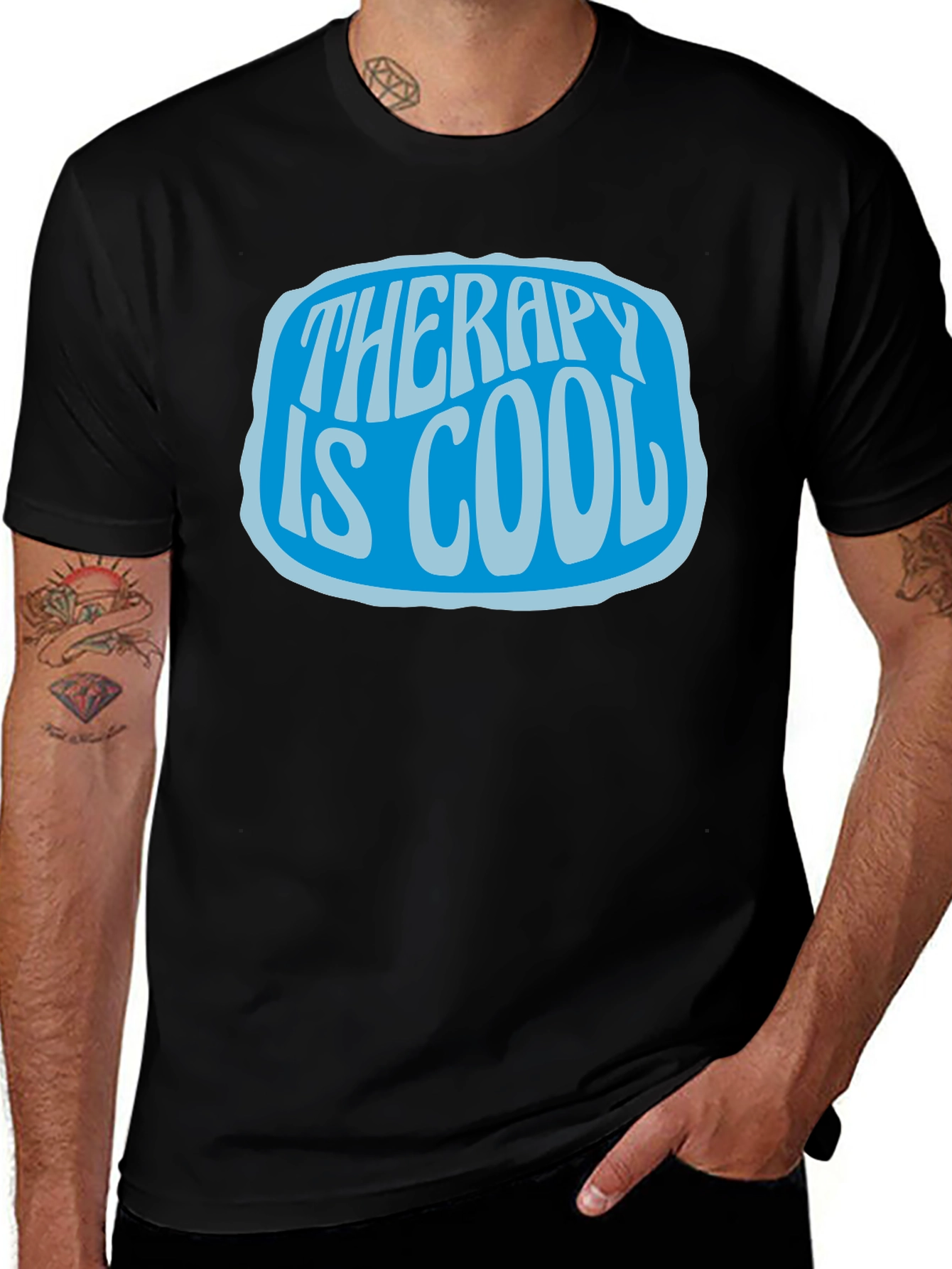 Therapy is Cool Graphic Tee - Black