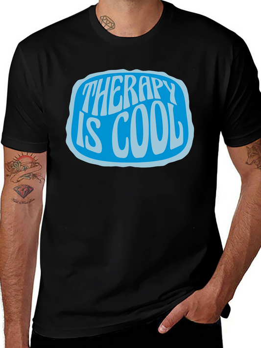 Therapy is Cool Graphic Tee - Black