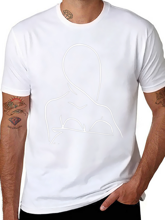 Abstract Line Art Graphic Tee - Modern Minimalist T-Shirt
