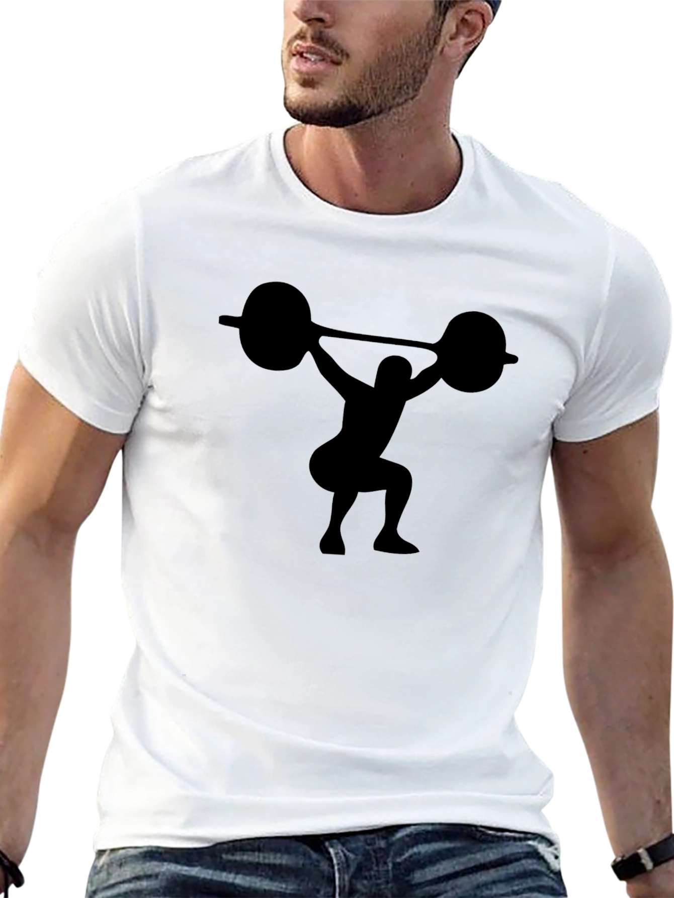 Weightlifter Silhouette Graphic Tee - Black