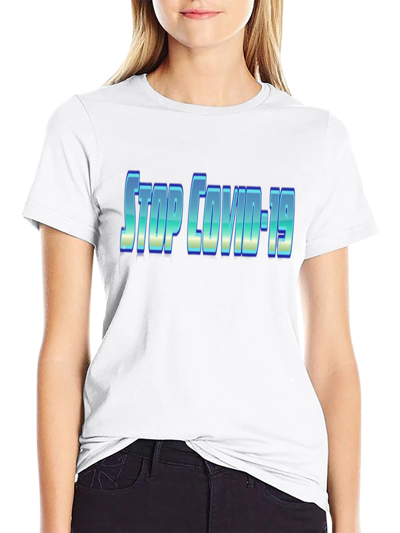 Stop COVID-19 Black T-Shirt
