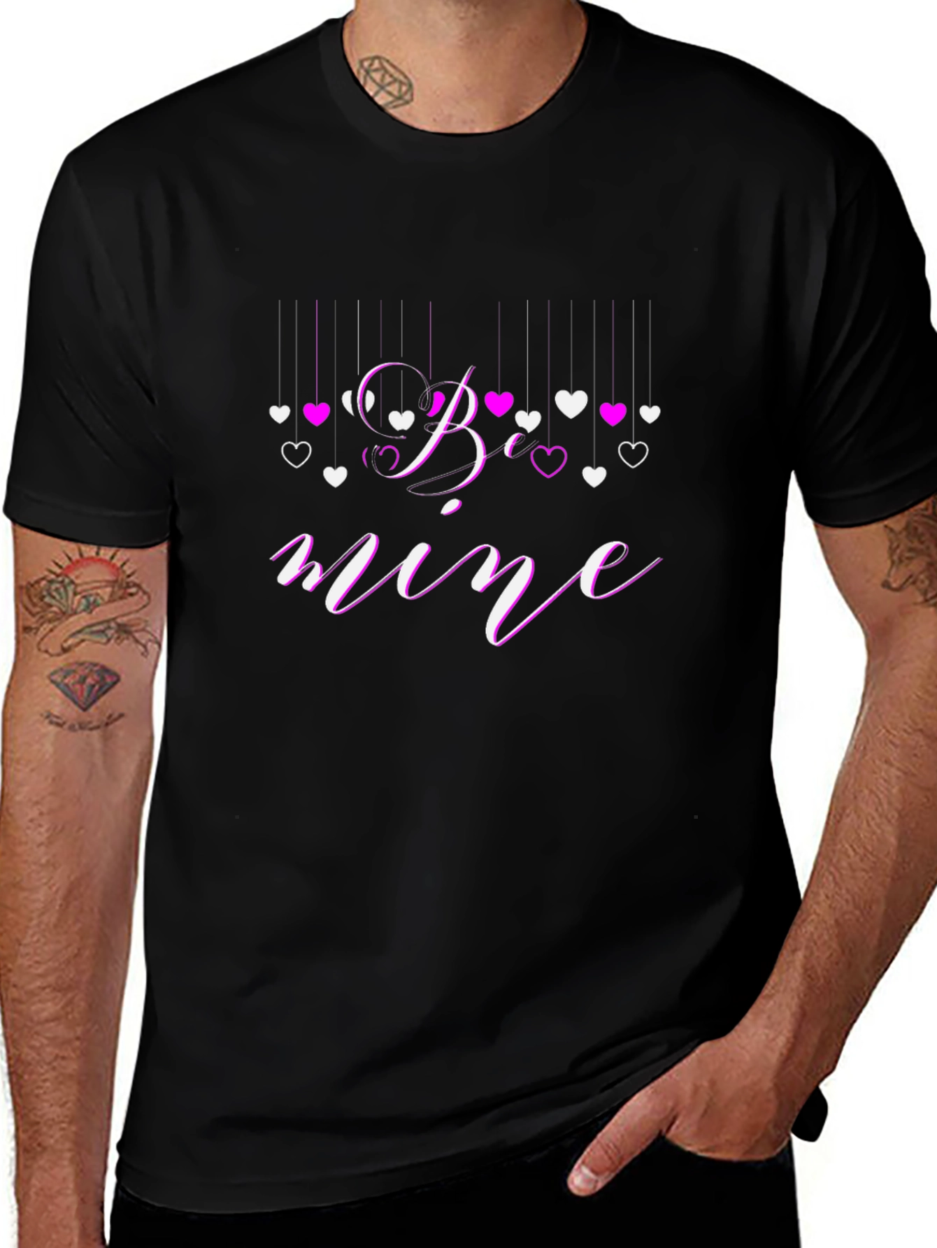 Be Mine Valentines Day Graphic Tee - Black