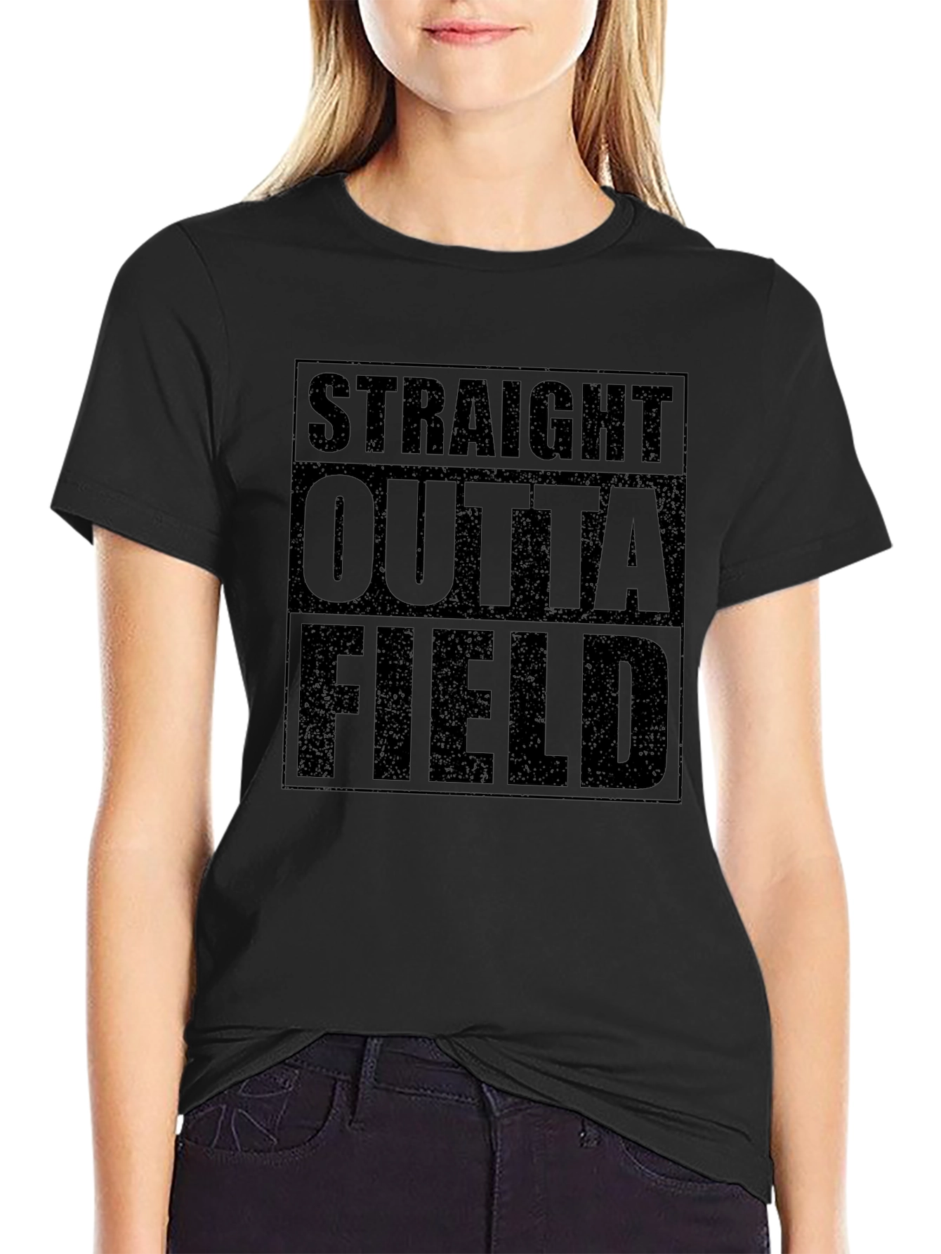 Straight Outta Field Black Graphic T-Shirt