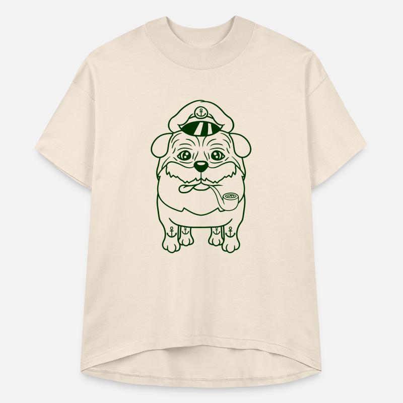 Old Pug Dog Captain Funny Cute Cool Cartoon Comic