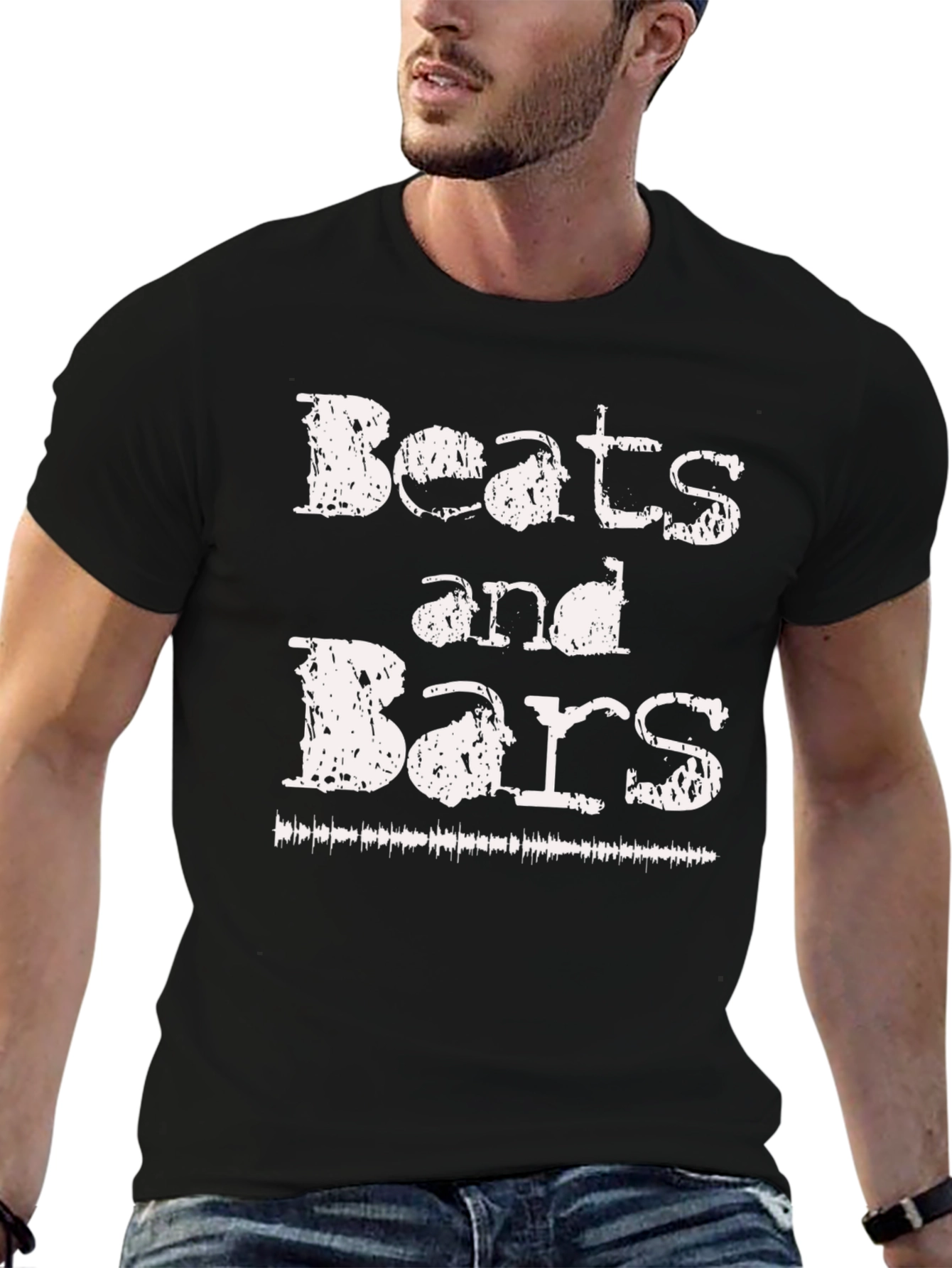 Beats and Bars Graphic Black T-Shirt