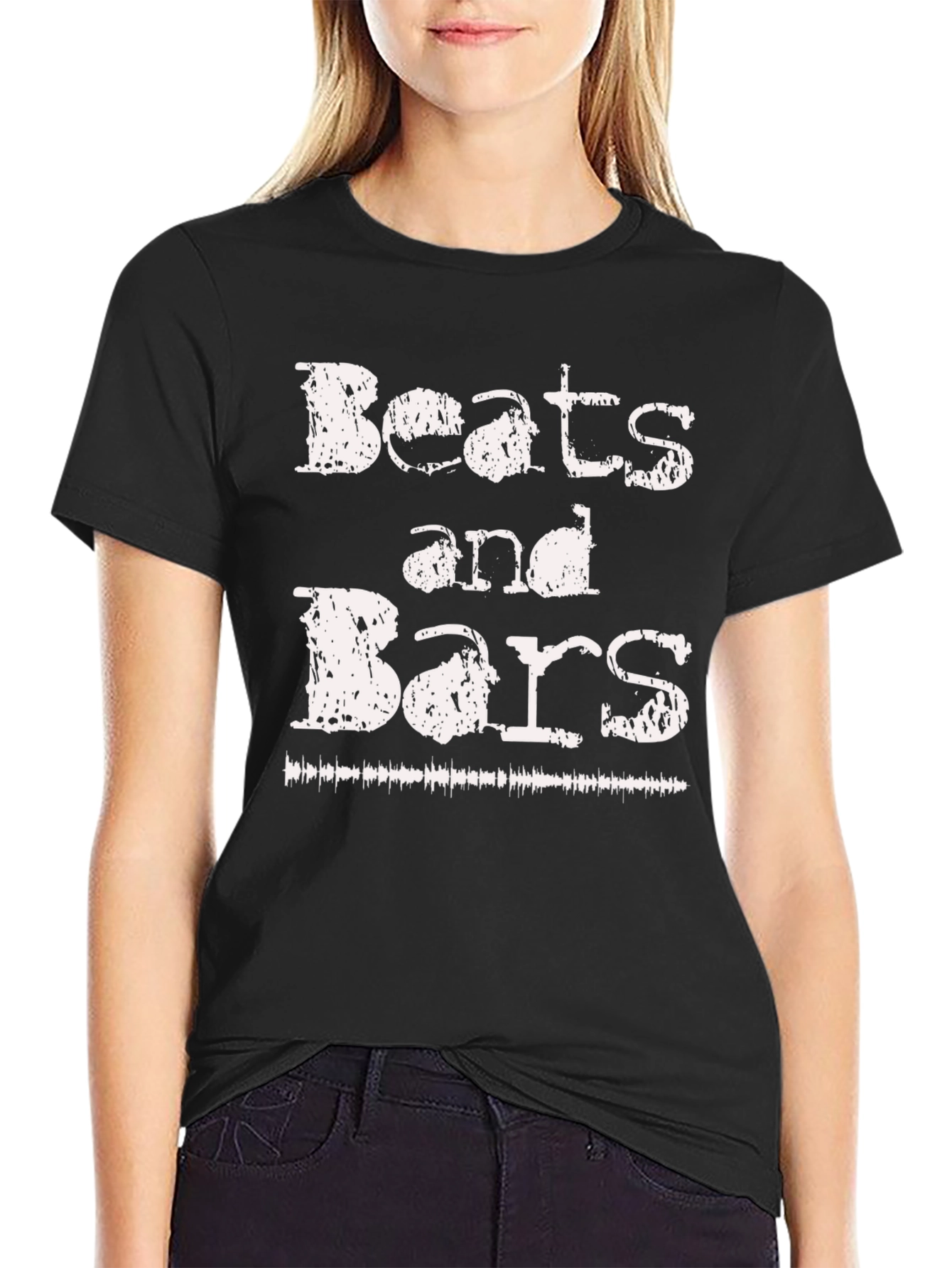 Beats and Bars Graphic Black T-Shirt