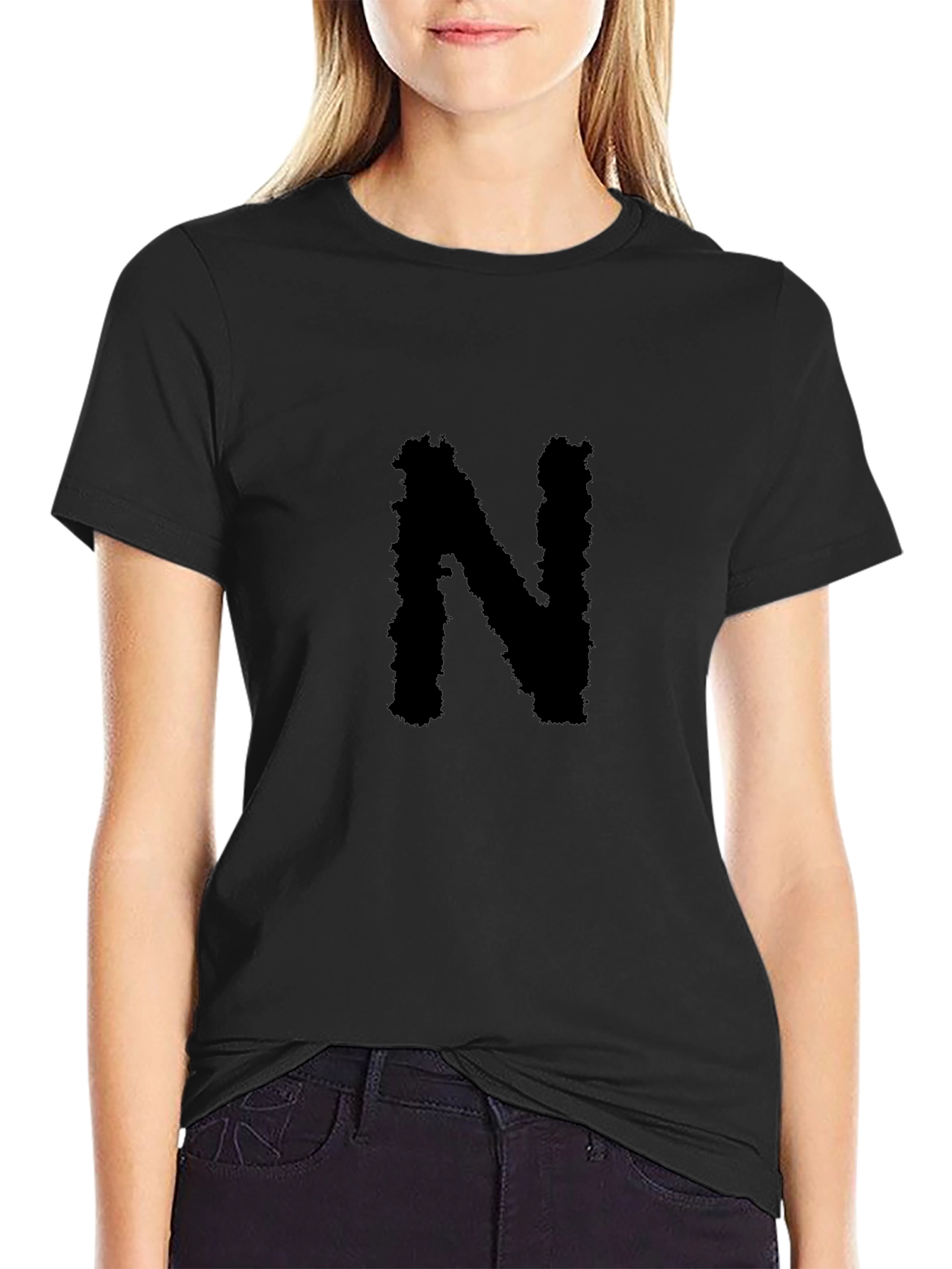 Black T-Shirt with Bold N Graphic