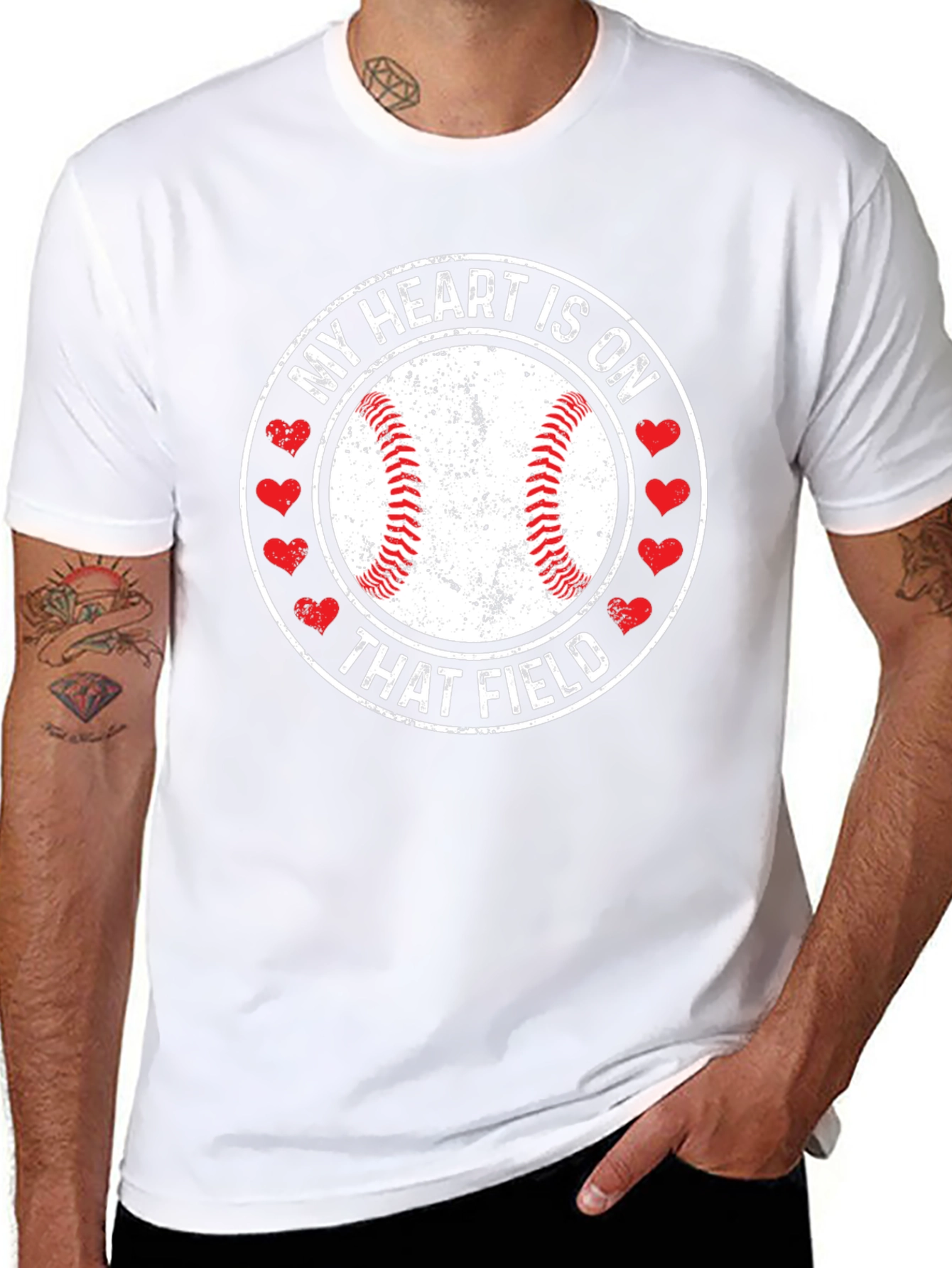 Baseball Heart on Field Graphic T-Shirt