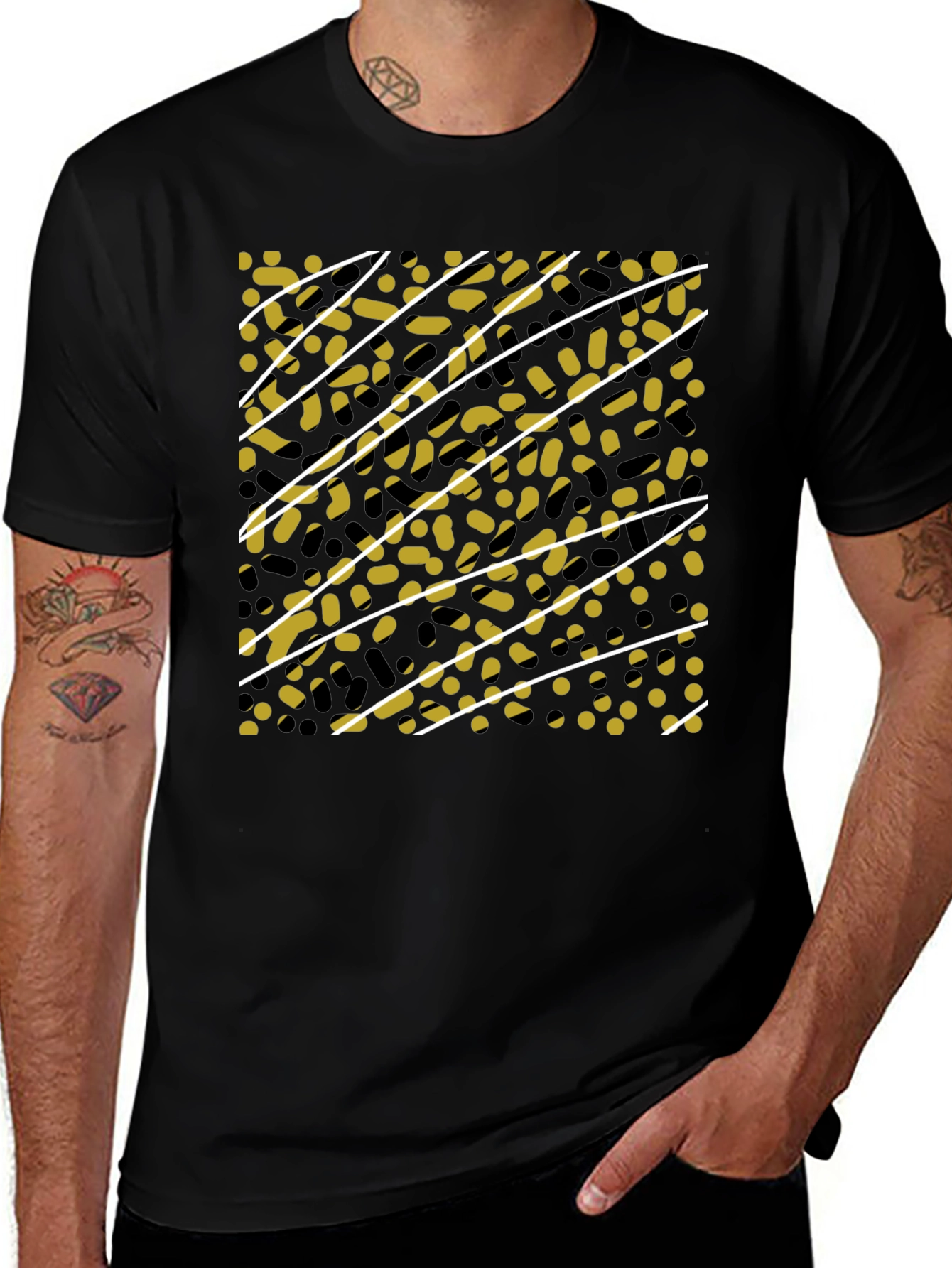 Abstract Pattern Black T-Shirt