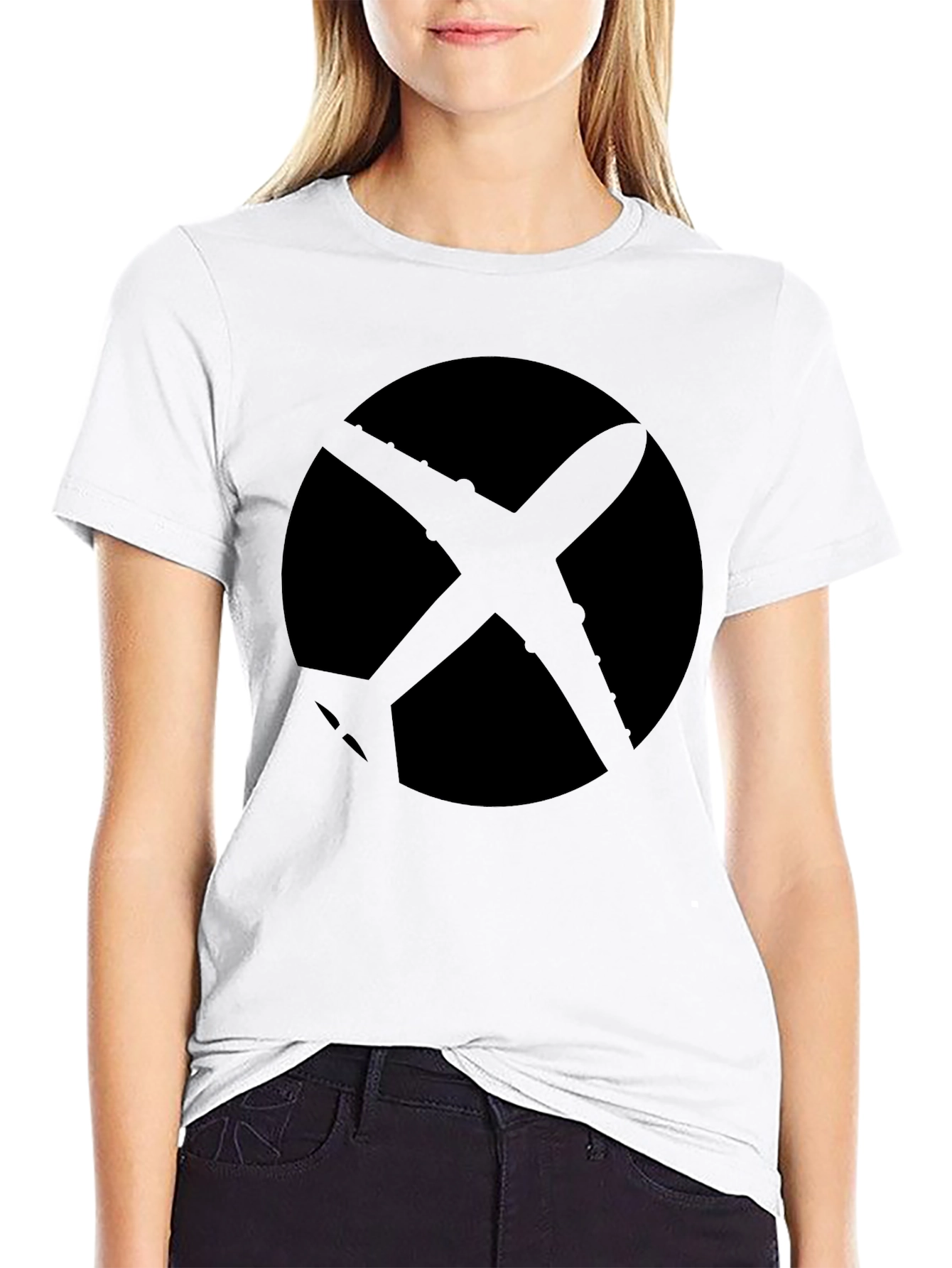 Airplane Circle Black Graphic Tee