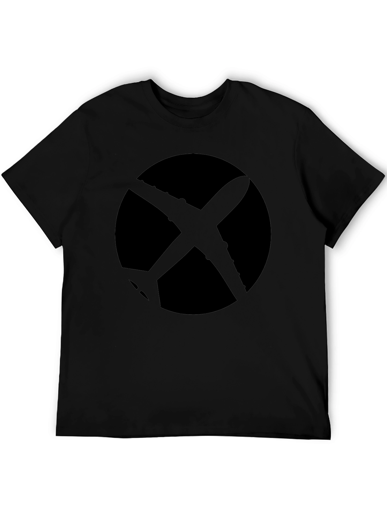 Airplane Circle Black Graphic Tee