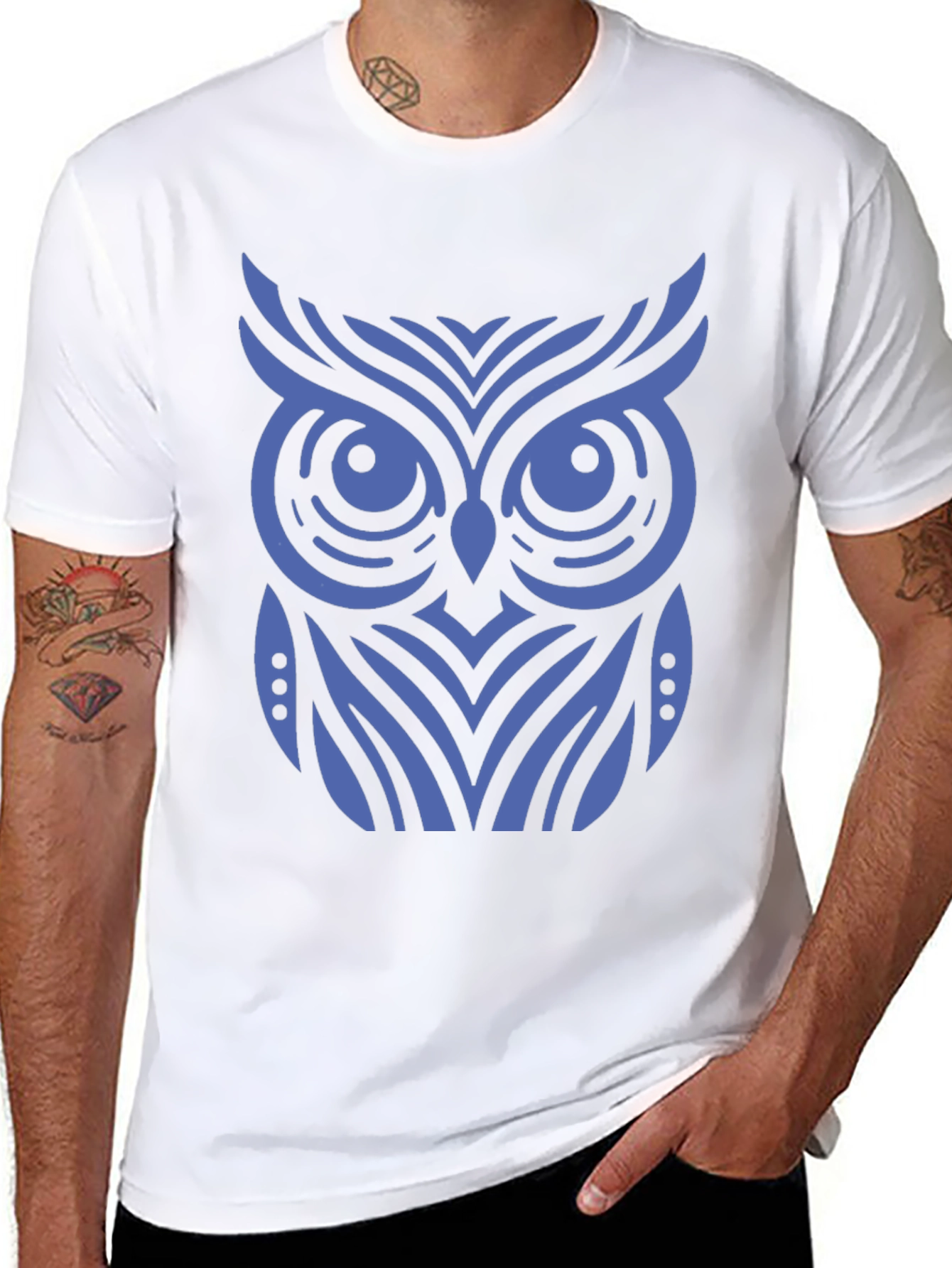 Stylish Owl Graphic Print Black T-Shirt