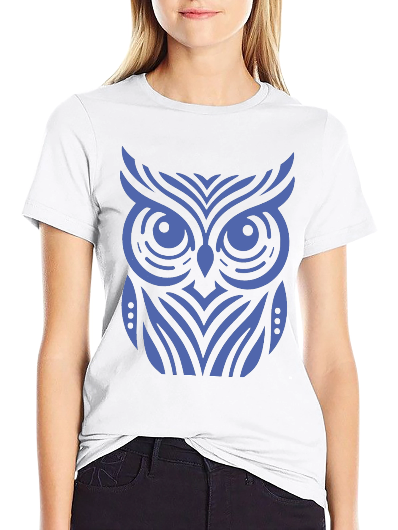 Stylish Owl Graphic Print Black T-Shirt