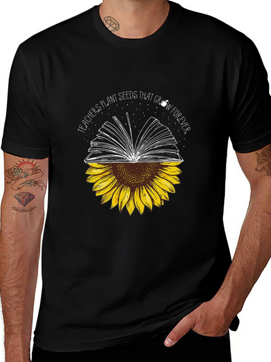 Teachers Plant Seeds Sunflower Book T-Shirt