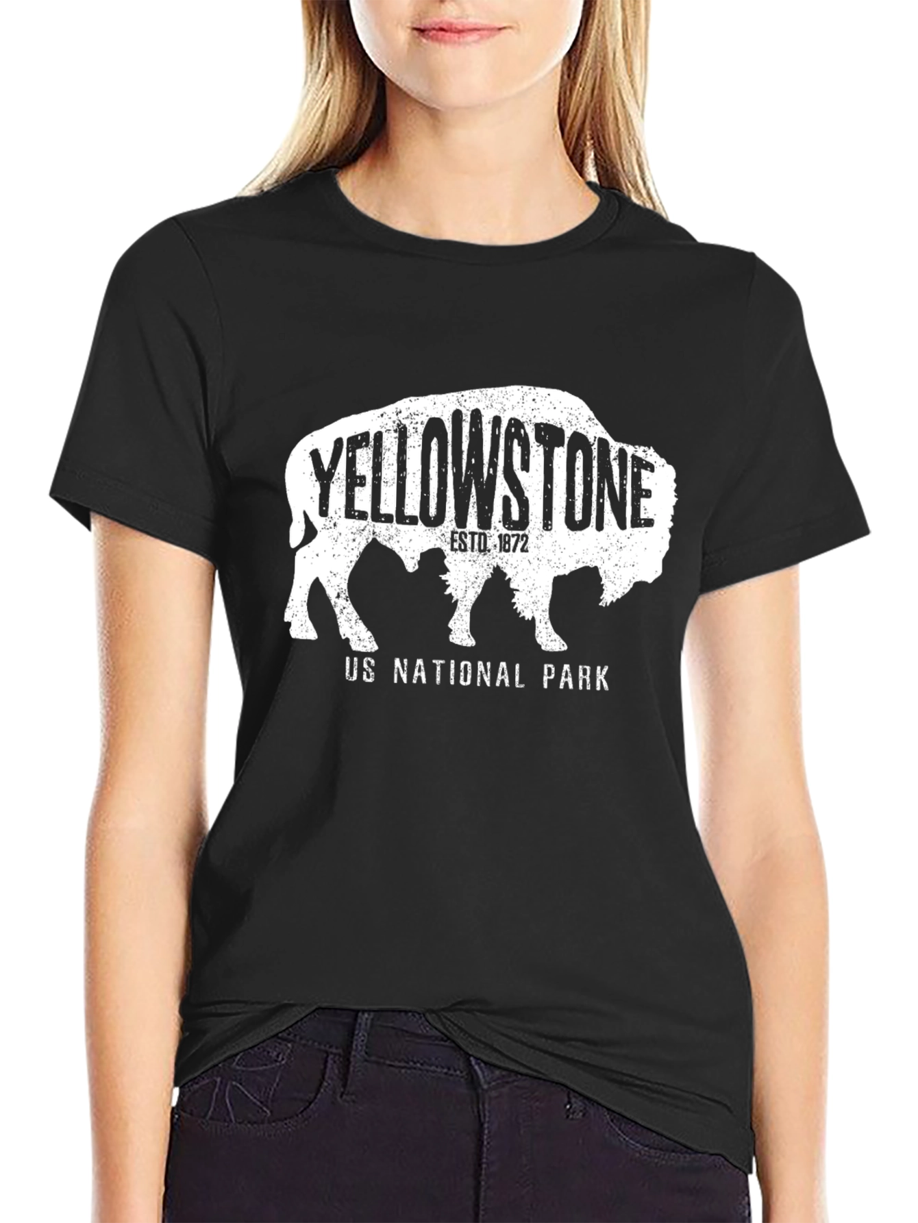 Yellowstone National Park Buffalo Graphic Tee - Black