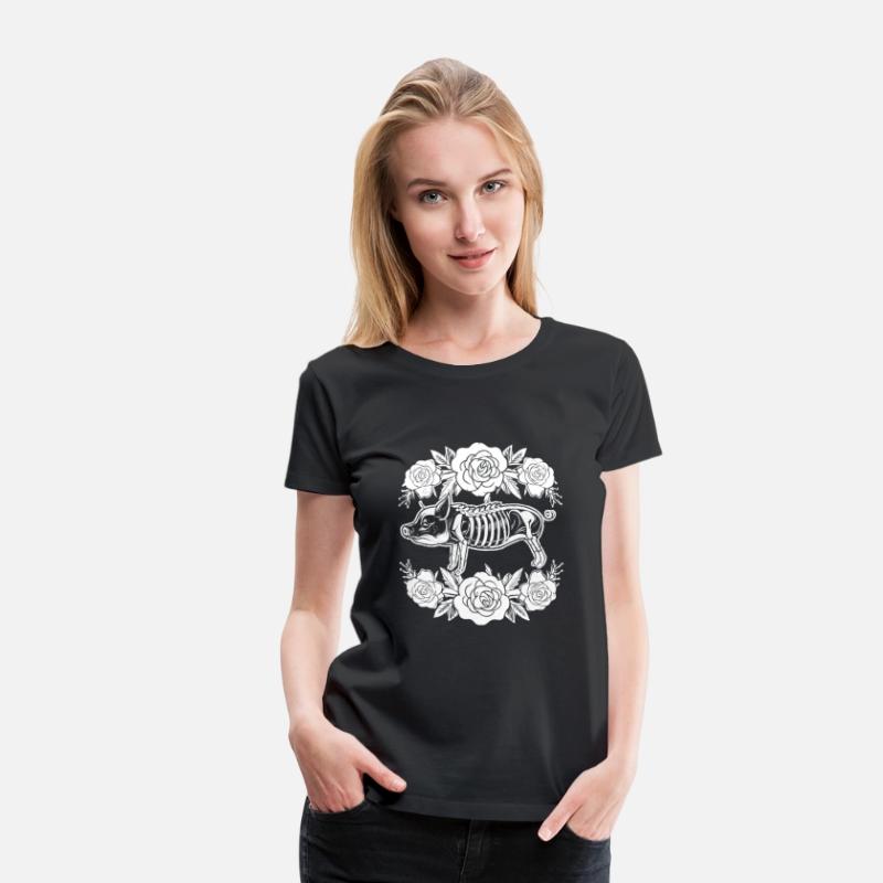 Pig Pork Floral Skeleton Flower Animal