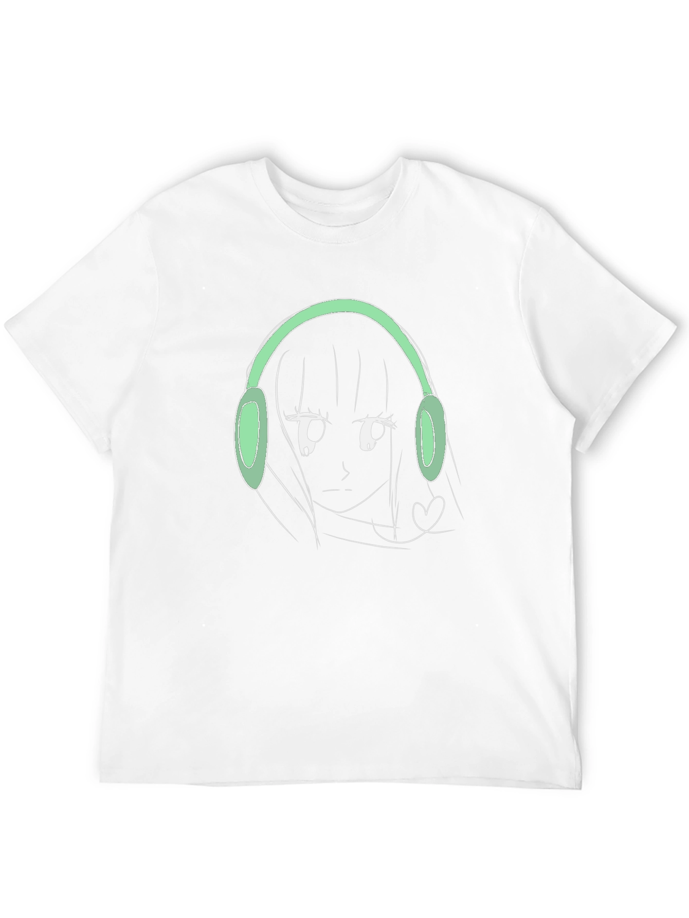 Anime Girl Headphones Graphic T-Shirt - Trendy Streetwear