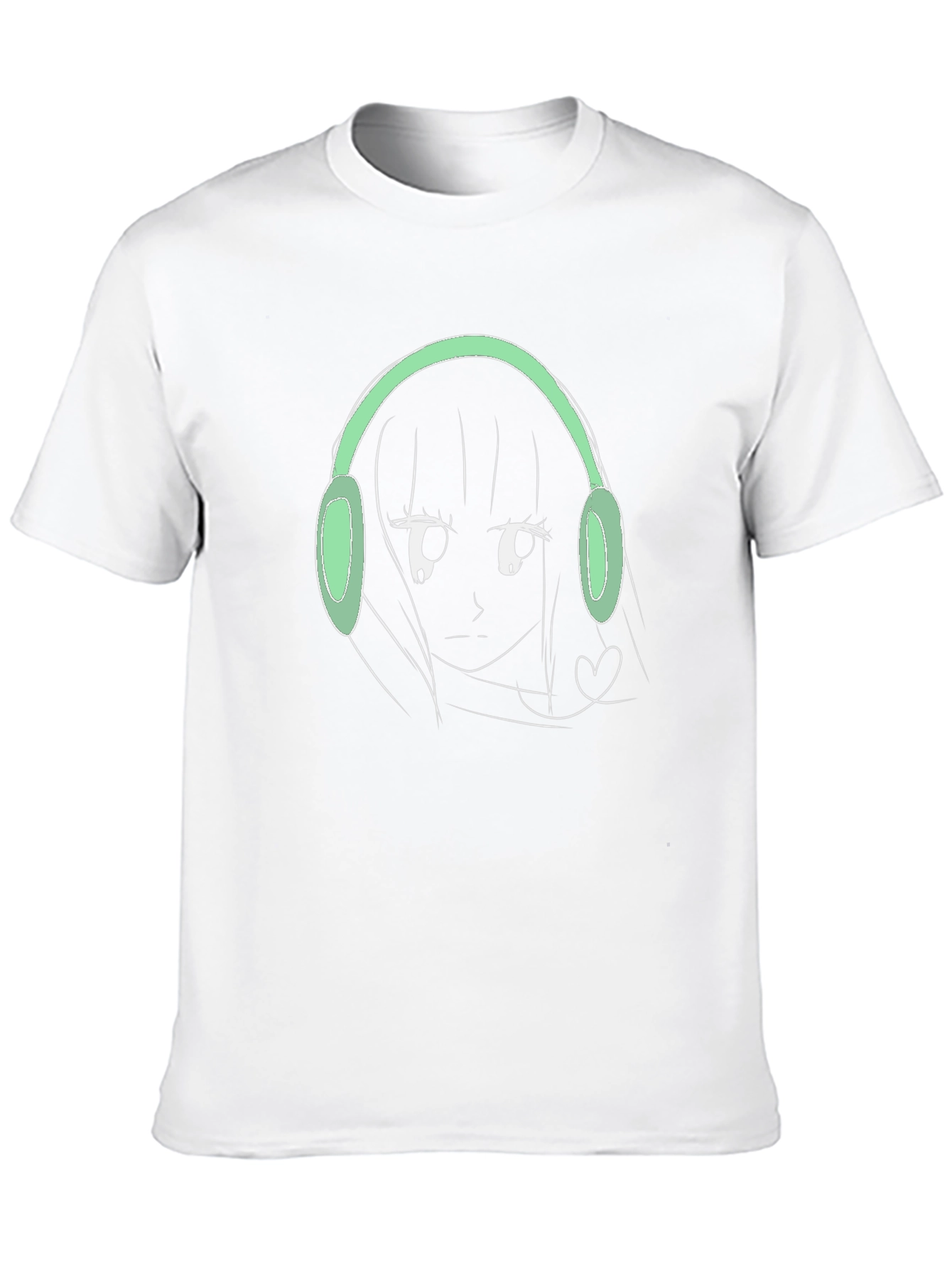 Anime Girl Headphones Graphic T-Shirt - Trendy Streetwear