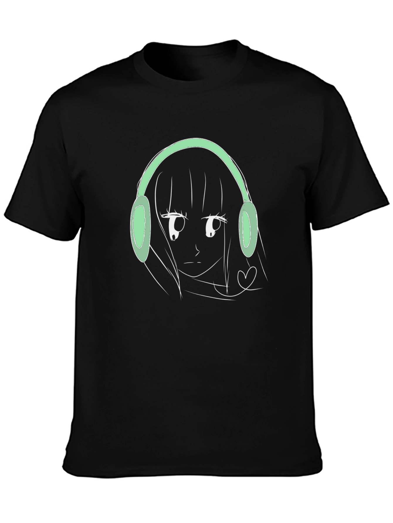 Anime Girl Headphones Graphic T-Shirt - Trendy Streetwear